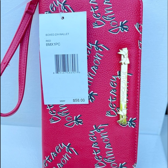 Betsey Johnson Zip Around Large Wristlet Red Logo - Picture 3 of 11